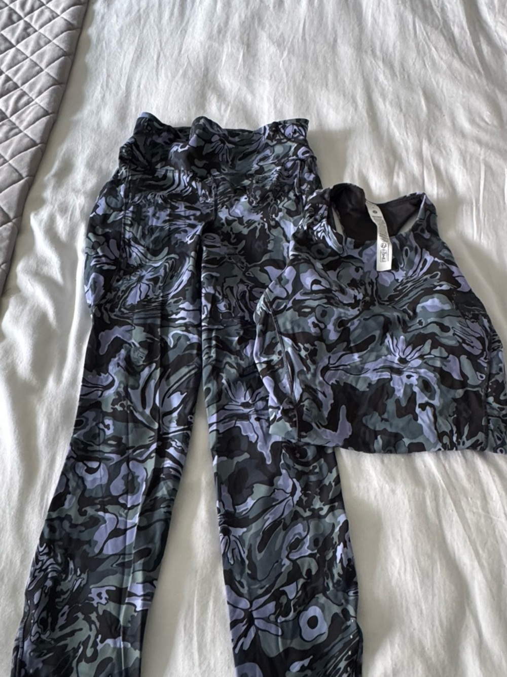 lululemon athletica Black & Lavender Camo Crop Top